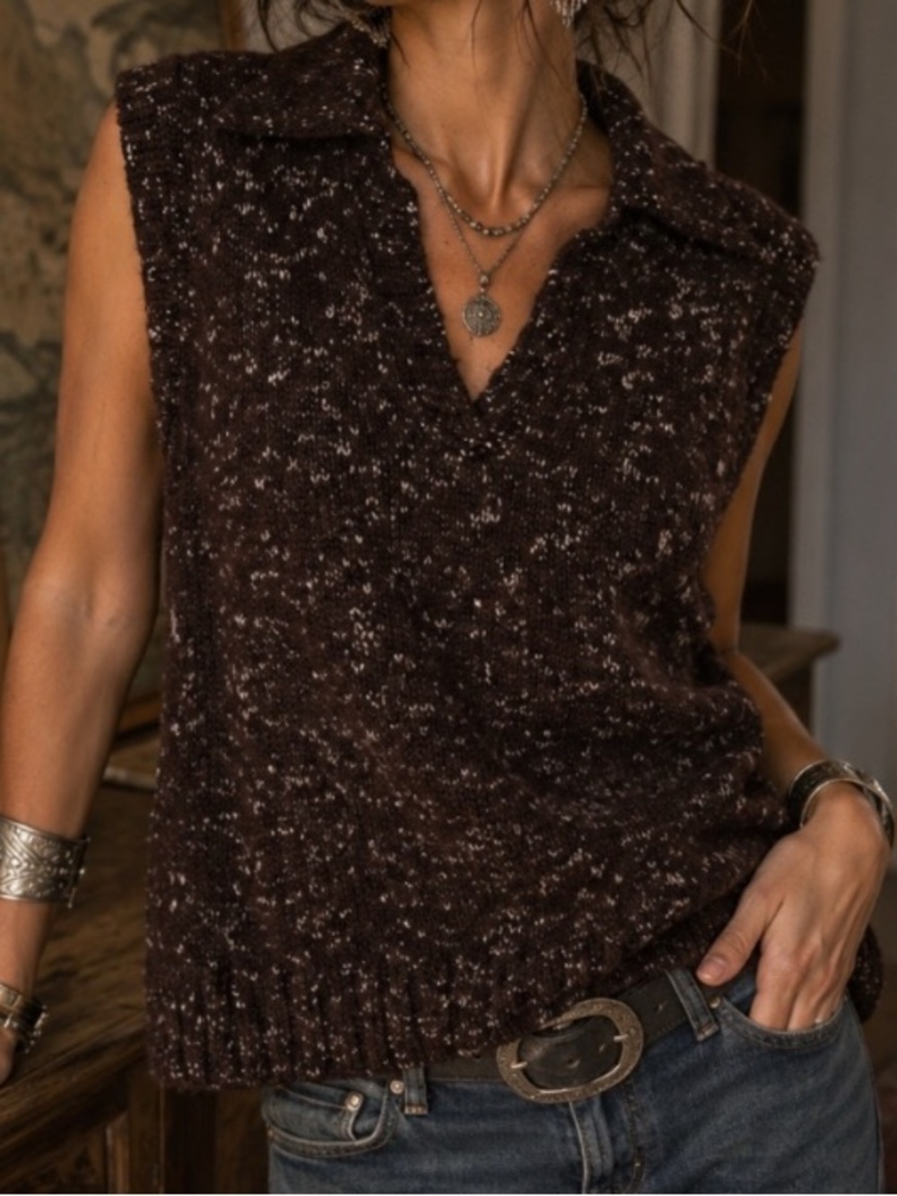 Part Two • Chocolate • Wool Blend • Sleeveless • Sweater Vest
